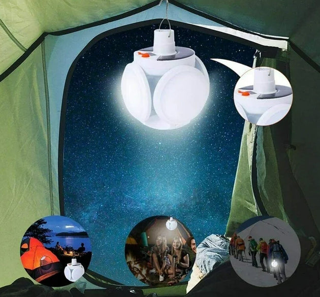 Solar Multi-Functional Emergency LED Light Bulb with USB Charging, LED camping lamp, camping lamp, USB rechargeable, 5 brightness light modes, foldable camping light, SOS IP65 waterproof camping light, blackout emergency equipment, camping gadgets