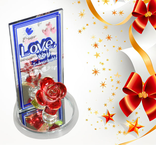 Lovely Rose Gift Showpiece, Love showpiece Valentine's Day Gift, Cute Anniversary, Wedding, Birthday, Boyfriend, Husband Romantic Unique Gift Set, Home Decoration Gift Set (1 Pc)