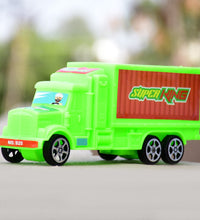 Plastic cargo truck toy, features colorful details