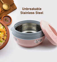 Steel casserole box with floral print, insulated for temperature control