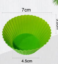 Non-stick silicone mould for baking cupcakes.