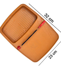 Plastic slicing tray with holder for efficient food prep.