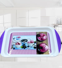 Plastic tray, medium size, ideal for both kitchen and general use.