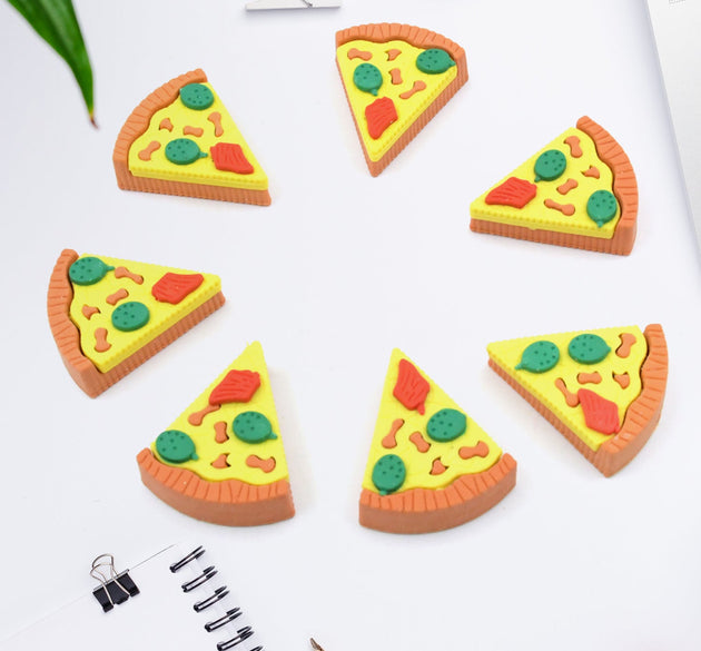 3D Pizza Slices Kids Favourite Food Eraser, Pizza 7 slice eraser for kids Adults fast food lover Stationary Kit Fancy & Stylish Colorful Erasers, for Return Gift, Birthday Party, School Prize