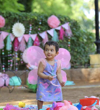 Baby girl’s fairy wings costume with wand and hairband, multi-color