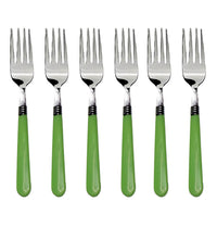 Stainless steel dining forks set of 6 with comfortable grip for home use.