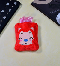 Pink cat hot water bag with cover for soothing menstrual cramps