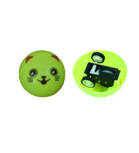 Smiley face pull back toy with wheels