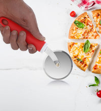 Ganesh pizza cutter wheel, stainless steel, close-up view.