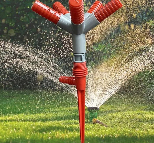 Garden Sprinkler 360° Rotating Adjustable Round 5 Arm Lawn Water Sprinkler for Watering Garden Plants / Pipe Hose Irrigation Yard Water Sprayer