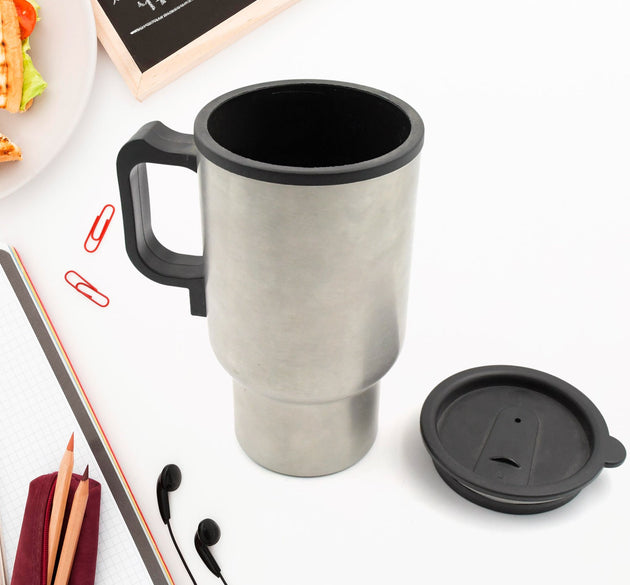 12V car charging electric kettle mug in silver