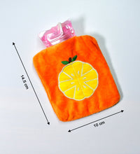 Hot water bag in orange with cover for pain relief