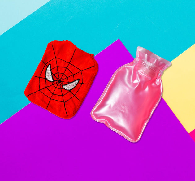 Spiderman hot water bag with cover for pain relief and warmth