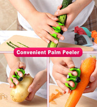 Ergonomic hand peeler with a comfortable grip.