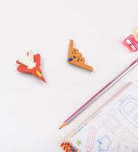 Pack of fun erasers in gun and plane shapes for kids