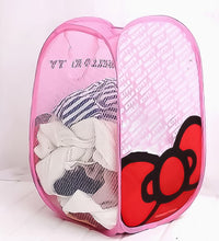 Stylish printed laundry bag made of waterproof canvas material.