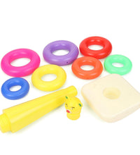 Stacking rings toy for children with teddy bear shapes