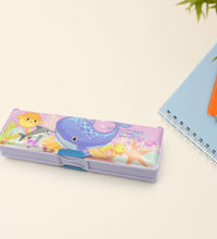 Cartoon-printed plastic pencil case with double compartments