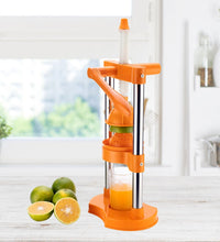 Manual juicer with glass container for fruits and vegetables