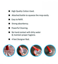 Wooden rod mop for bottles, with cotton head for effective cleaning.