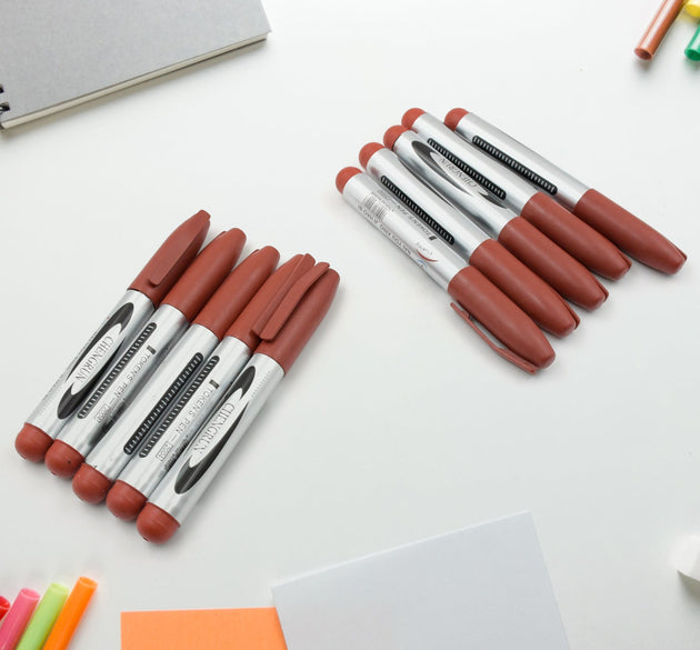 10Pc Marron Marker and pen used in studies and teaching white boards in schools and institutes for students (10 Pc Set)