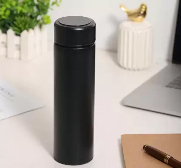 Stainless steel smart water bottle, front view