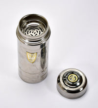 Stainless steel water bottle, side view