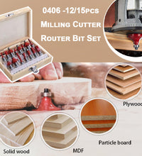 Array of milling cutter router bits, demonstrating different cutting styles.