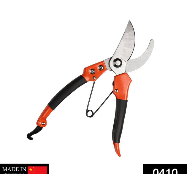 Sharp garden shears for pruning and trimming plants.