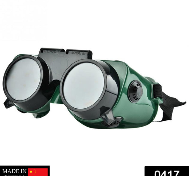 Dark green welding goggles, large size.