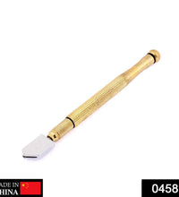 Metal glass cutter in gold color, durable.