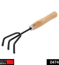 Black steel hand cultivator tool.