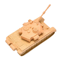 Green pull back army tank toy, front view