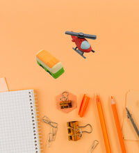 Assorted vehicle-shaped erasers for school