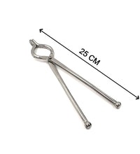 Ganesh stainless steel tongs, 8mm, close-up and detailed view.