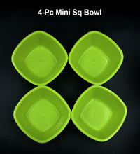 Unbreakable plastic bowls, square design.