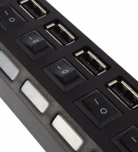 USB splitter with LED indicators and individual switches