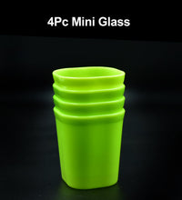 Set of 4 drinking glasses, made of unbreakable plastic.