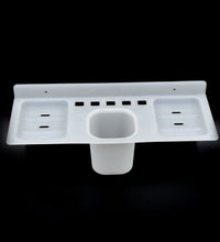 4 in 1 plastic soap dish with compartments for bathroom and kitchen use.