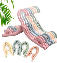 Portable folding clothes hangers for socks, shirts, and trousers, ideal for travel.