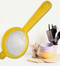 Multicolored tea and coffee strainers, set for various beverages.