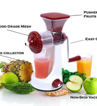 Fruit and vegetable juicer with manual handle