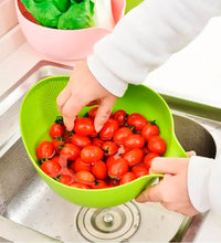 Thick drain basket rice bowl with handle, kitchen essential.