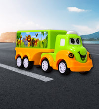 Small toy truck in green and yellow for children