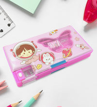 Printed pencil case with multiple compartments for kids