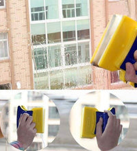 image of the double-sided window cleaner, emphasizing the cleaning pads and tool structure