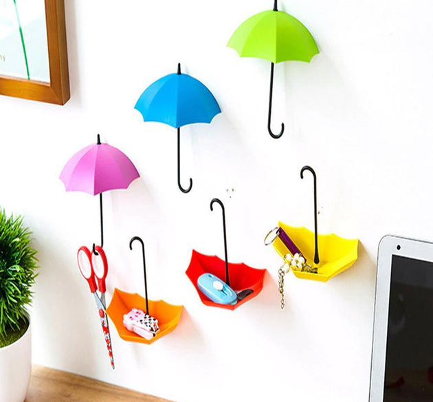 Umbrella-shaped key holder in bright colors