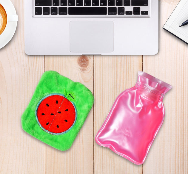 Watermelon small Hot Water Bag with Cover for Pain Relief, Neck, Shoulder Pain and Hand, Feet Warmer, Menstrual Cramps.