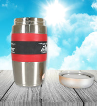 Double-walled steel cup, 400ml, with rubber handle