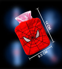 Hot water bag with Spiderman cover for neck and shoulder pain